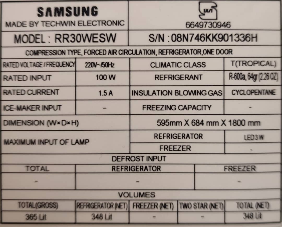  یخچال تک سامسونگ مدل RR30WESW 